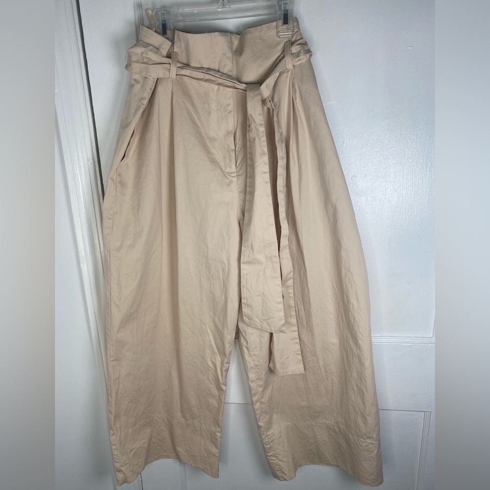 ANTONIO MELANI Beige Wide Leg Pants w Tie Waist